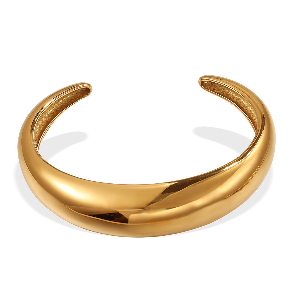 Brazalete Abierto Bañado en Oro 18K - Acero Inoxidable
